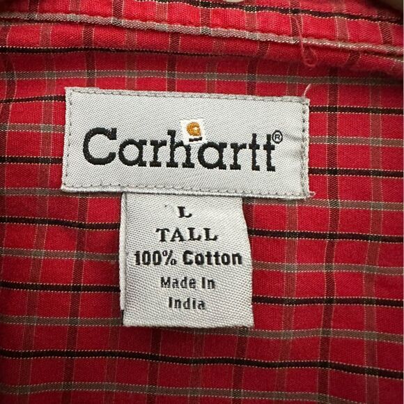 Carhartt Shirt Red plaid Button Down Long Sleeve size L Tall - Picture 5 of 5